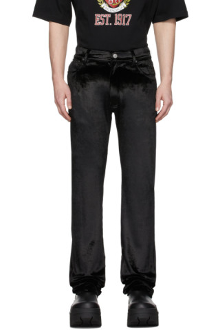Balenciaga: Black Velour Five-Pocket Trousers | SSENSE