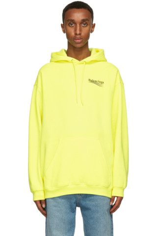 Balenciaga: Yellow Medium Fit Political Campaign Hoodie | SSENSE