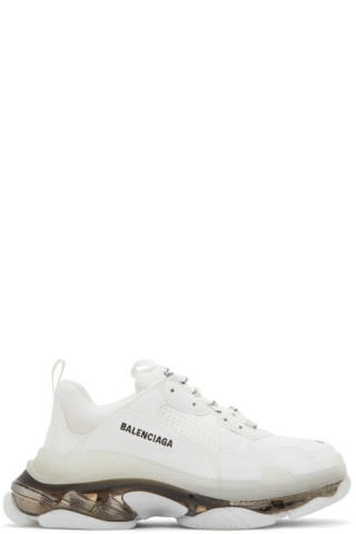 Balenciaga: White & Black Clear Sole Triple S Sneakers | SSENSE