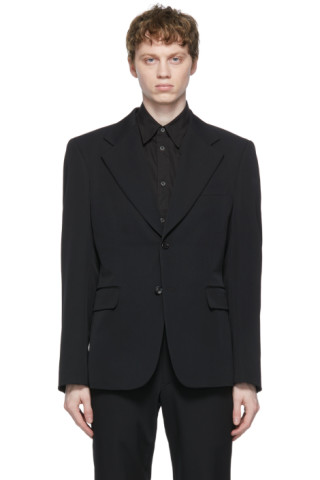 Comme des Garçons Homme Plus: Black Gabardine Blazer | SSENSE