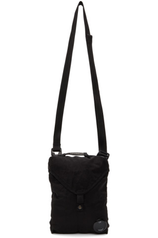 C.P. Company: Black Nylon B Garment-Dyed Crossbody Bag | SSENSE