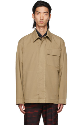 Dries Van Noten: Tan Twill Overdyed Shirt | SSENSE