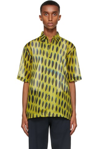 Dries Van Noten: Yellow Len Lye Edition Graphic Short Sleeve Shirt | SSENSE