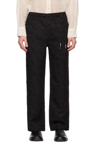 Andersson Bell: Black Jacquard Lounge Pants | SSENSE