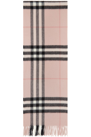 Burberry: Pink Cashmere Check Giant Scarf | SSENSE