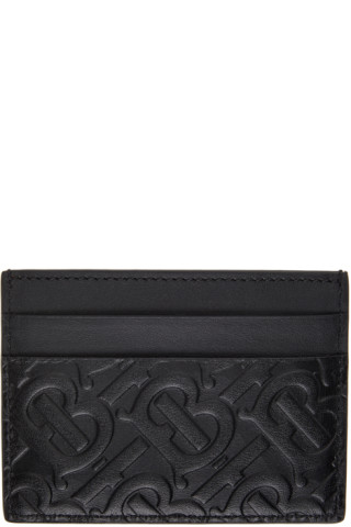 Burberry: Black Sandon Monogram Card Holder | SSENSE