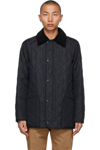 Burberry: Navy Quilted Cotswold Jacket | SSENSE