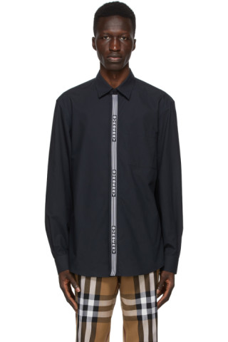 Burberry: Black & White Logo Tape Shirt | SSENSE