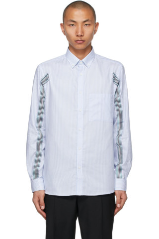 Burberry: Blue Icon Stripe Slim Fit Shirt | SSENSE UK