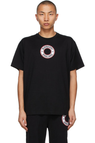 Burberry: Black Archway Embroidery Circle Logo T-Shirt | SSENSE