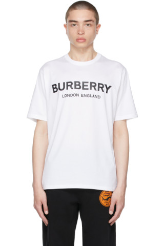 Burberry: White Logo T-Shirt | SSENSE