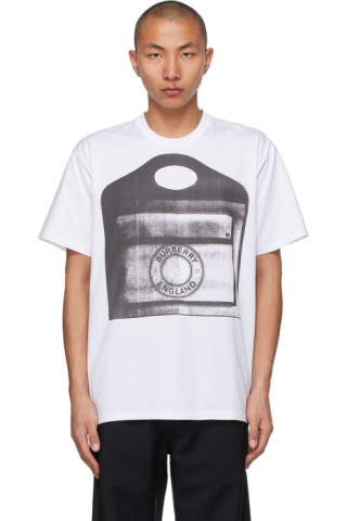 Burberry: White Pocket Bag Print T-Shirt | SSENSE