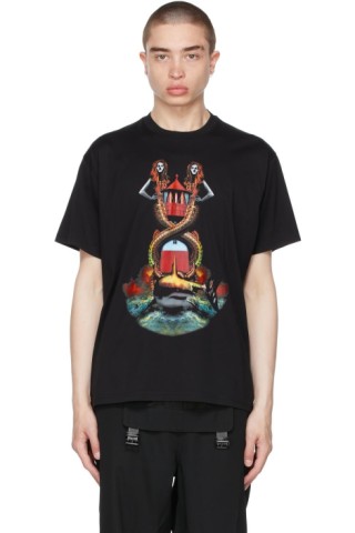 Burberry: Black Oversized Mermaid Print T-Shirt | SSENSE