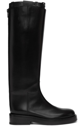 Ann Demeulemeester: Black Buckle Riding Boots | SSENSE