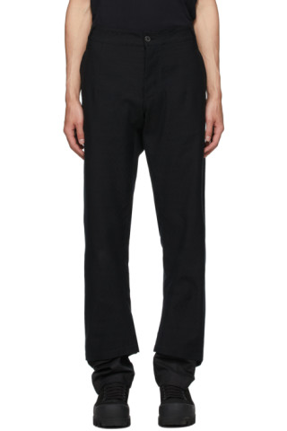 Ann Demeulemeester: Black Cotton Double Hem Trousers | SSENSE