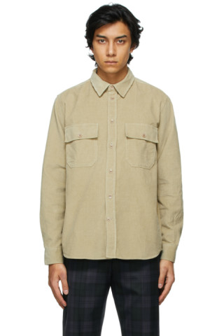 Wood Wood: Beige Corduroy Andrew Shirt | SSENSE