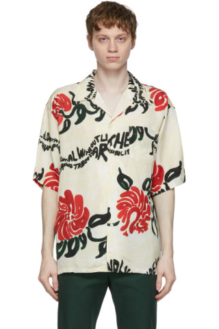 Marni: Off-White Floral Print Short Sleeve Shirt | SSENSE