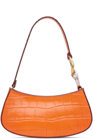 Staud: Orange Croc Ollie Bag | SSENSE