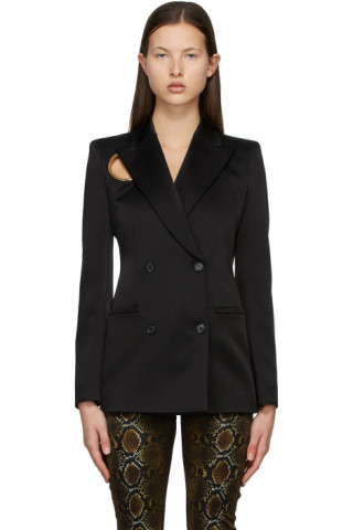 Black Satin Ring Blazer by Versace on Sale