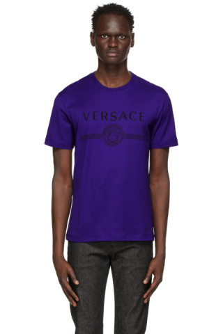 Versace: Blue Medusa Logo T-Shirt | SSENSE