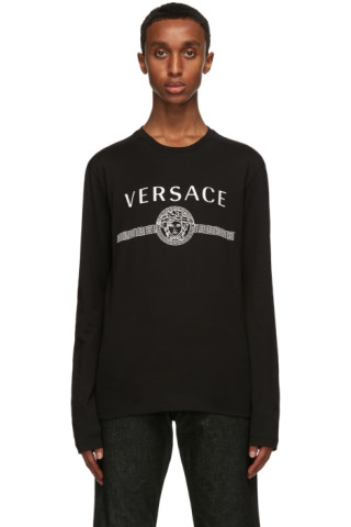 Black Medusa Long Sleeve T-Shirt by Versace on Sale