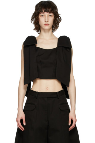 Simone Rocha: Black Bow Corset Blouse | SSENSE