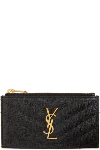 Saint Laurent: Black Zipped Fragment Card Holder | SSENSE