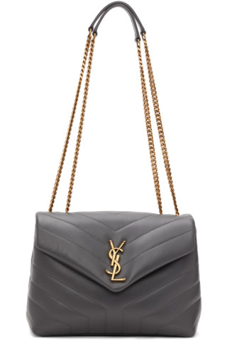 Saint Laurent: Grey Small Loulou Bag | SSENSE