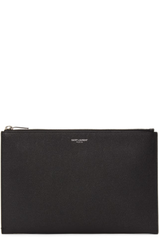 Saint Laurent: Black Mini Tablet Holder Pouch | SSENSE