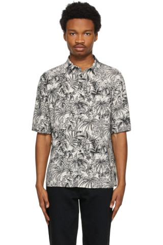 Saint Laurent: Off-White & Black Floral Short Sleeve Shirt | SSENSE