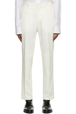 Dunhill: White Cotton Stretch Chinos | SSENSE