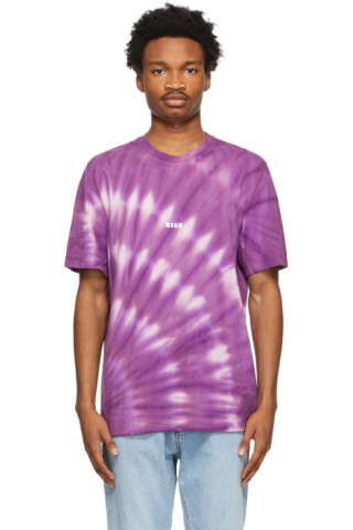 Purple Tie-Dye T-Shirt by MSGM on Sale