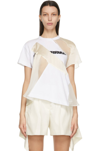 sacai: White Hank Willis Thomas Edition Cotton Jersey T-Shirt | SSENSE