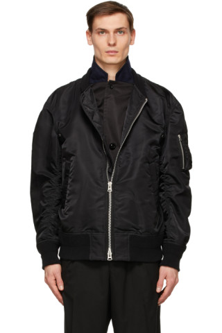 sacai: Black MA-1 Bomber Jacket | SSENSE