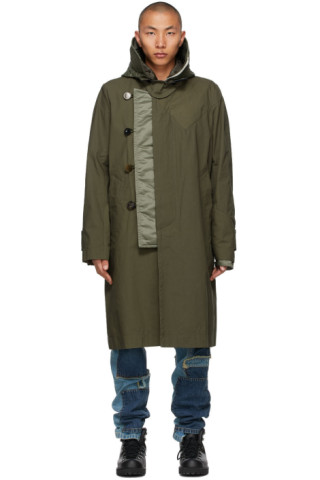 sacai: Khaki Oxford Coat | SSENSE