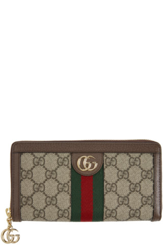 Gucci: Beige GG Supreme Ophidia Wallet | SSENSE