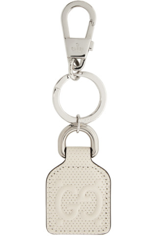 Gucci: White GG Embossed Keychain | SSENSE