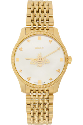 Gucci: Gold Slim G-Timeless Bee Watch | SSENSE