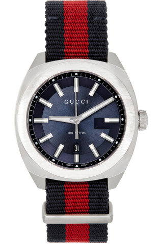 Gucci: Silver & Blue GG2570 Watch | SSENSE