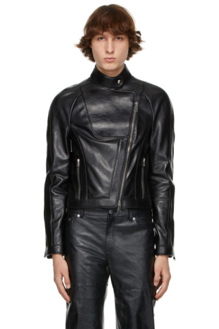 Peter Do: Black Leather Everyday Biker Jacket | SSENSE