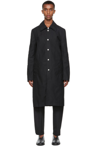 3MAN: Black Slim Snap Trench Coat | SSENSE