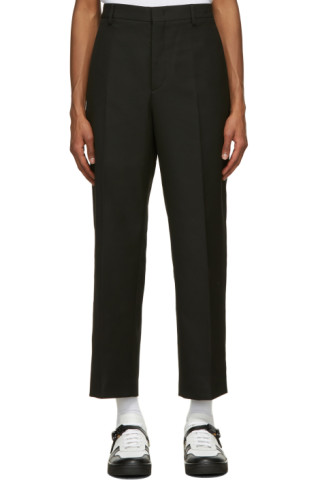 Valentino: Black Embroidered Logo Trousers | SSENSE