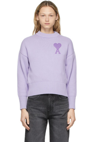 AMI Alexandre Mattiussi: Purple Oversize Ami De Coeur Sweater | SSENSE