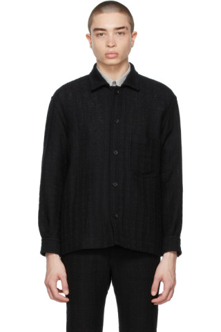 AURALEE: Black Linen Leno Blouson Jacket | SSENSE Canada