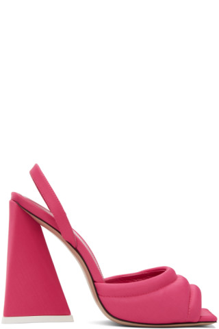 The Attico: Pink Satin Devon High Heeled Sandals | SSENSE