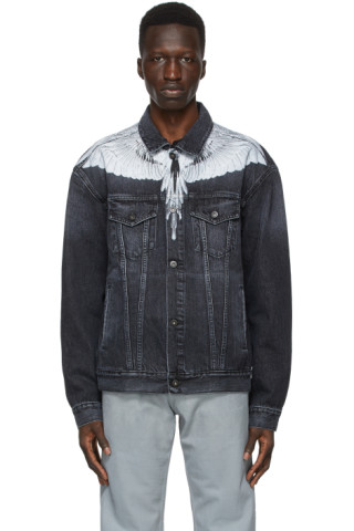 Marcelo Burlon County of Milan: Black & White Denim Wings Jacket | SSENSE