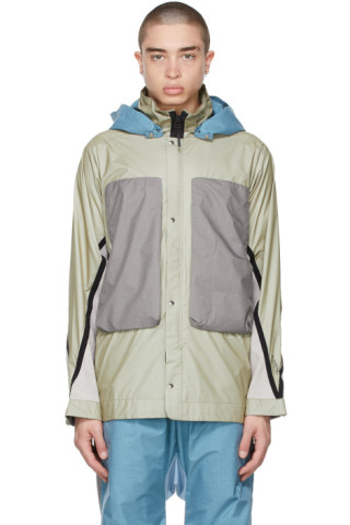Beige & Grey Field Jacket by BYBORRE on Sale