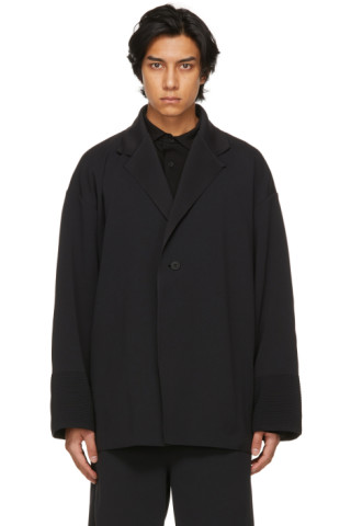 CFCL: Black Milan Rib Enwrap Jacket | SSENSE