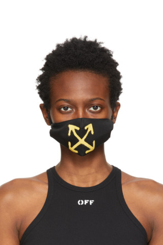 Off-White: Black & Yellow Spray Arrows Simple Mask | SSENSE