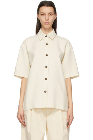 Studio Nicholson: Off-White Piero Short Sleeve Shirt | SSENSE